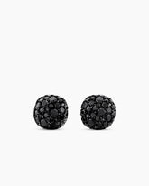 Cushion Stud Earrings in 18K White Gold with Black Diamonds, 8mm